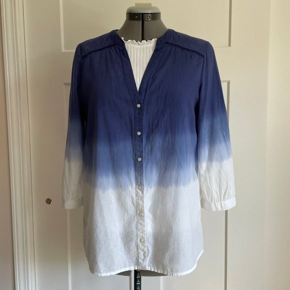 Gap Ombre Indigo to White Shirt, ¾ sleeve - Picture 1 of 8